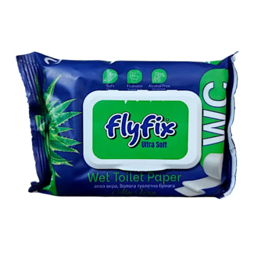 Влажная туалетная бумага FlyFix Ultra Soft Aloe Vera, 50 шт